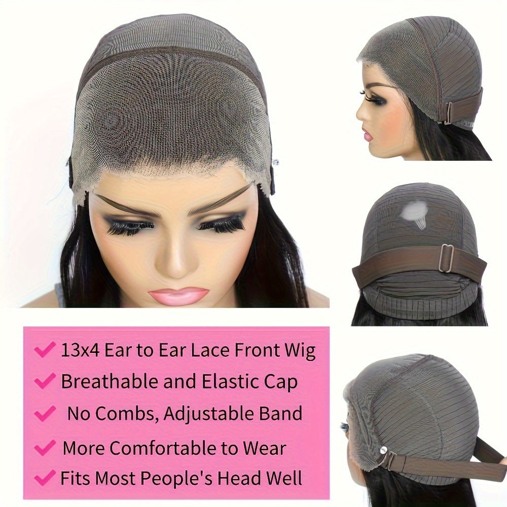 13x4 Brazilian Human Hair Wigs - Smooth Body Wave, Glueless & HD Lace Front - Pre-Cut, Pre-Plucked, 180% Density - Perfect for Beginners, Effortless Luxury Style