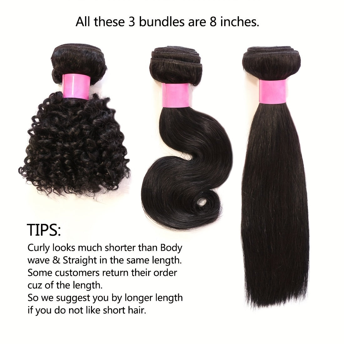 Kinky Curly Human Hair Bundles - Thick Curly Weaves, Virgin Hair Bundles for Full Head Coverage in Natural Black Color (Can be Dyeable), 3 Bundles Totaling 300g±10g