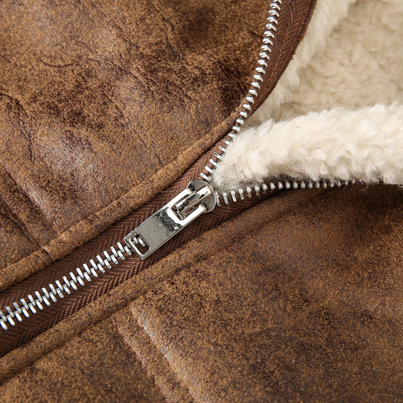 [Warm Hooded Vest] Warm & Windproof Men's Fleece-Lined Hooded Vest - Stylish Sleeveless Jacket with Zipper Pockets, Olive Green, Daily Comfort Vest | Hooded Jacket | Functional Pockets