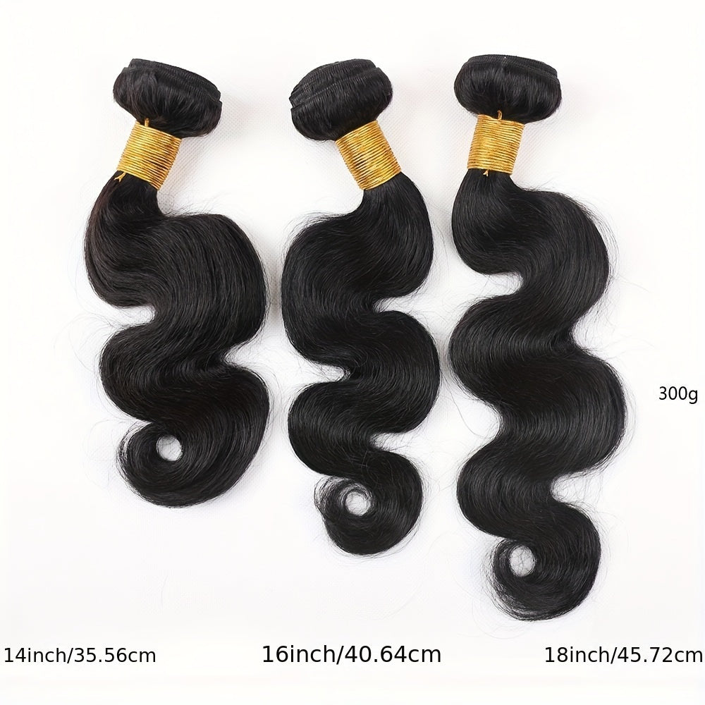 12A Brazilian Body Wave Bundles 100% Human Hair Bundles Unprocessed Virgin Hair Body Wave 1Bundles Human Hair Weave Bundles 1B Natural Black 12-26inch Double Weft
