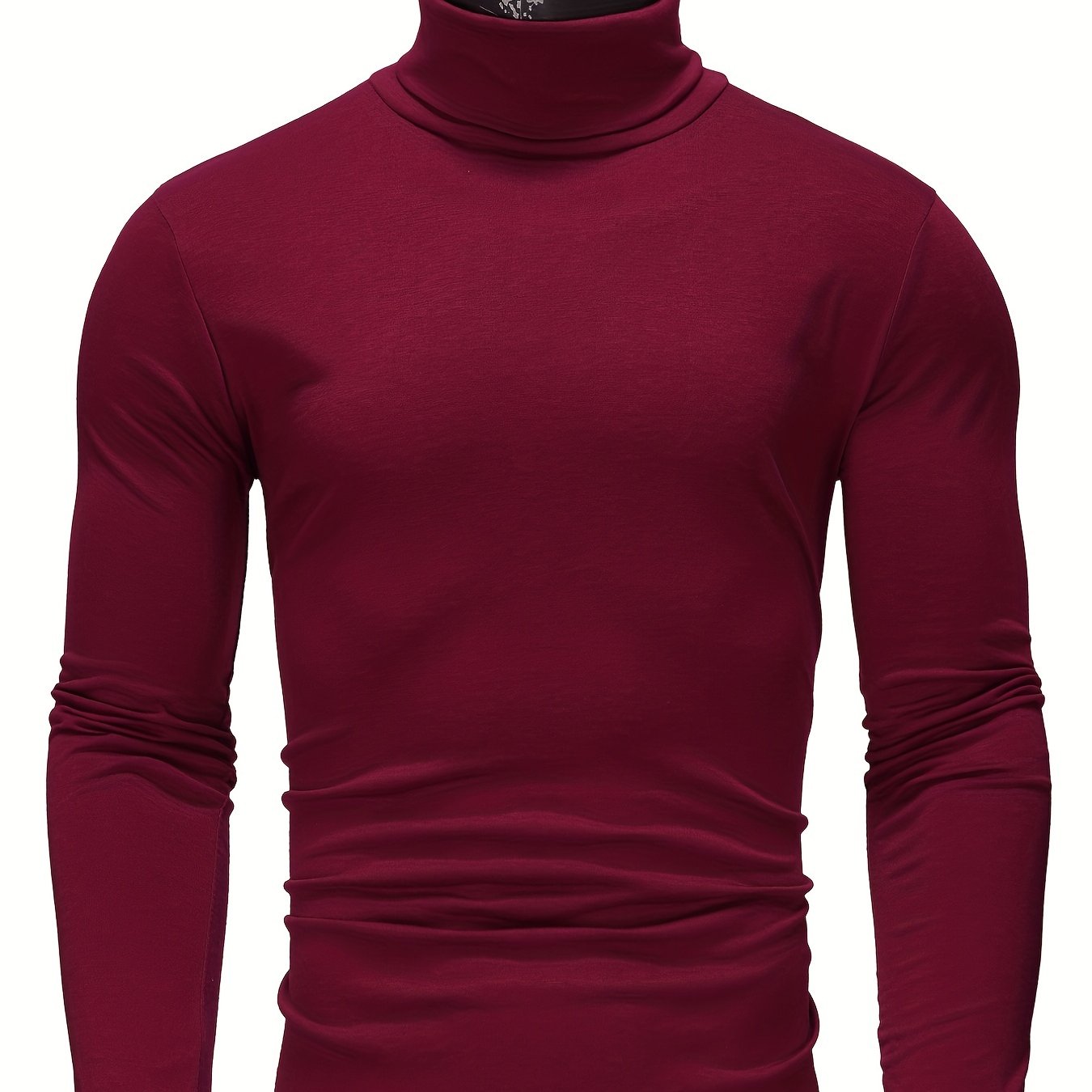 Long-Sleeved Multicolor Turtleneck Shirt for Men - Soft Medium Stretch Polyester Fabric, Regular Fit, High Neck Collar, Machine Washable, Perfect for Spring and Fall Seasons