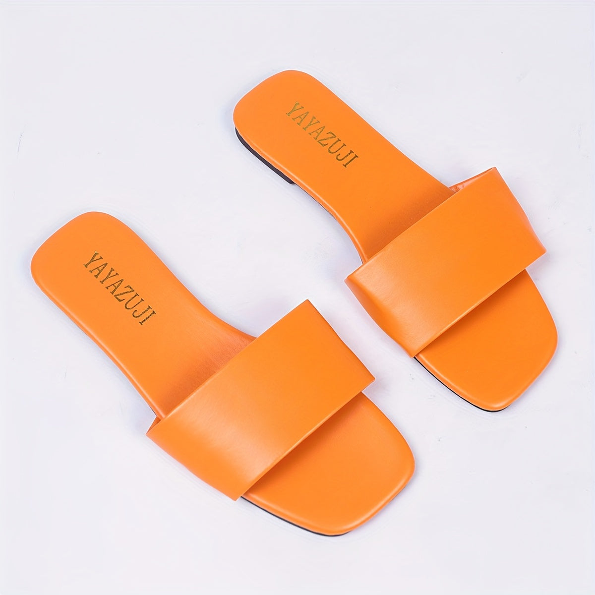 Women's Colorful Slide Sandals - Fashionable Open-Toe Flats with Ankle Strap, Faux Cover Upper & Rubber Sole, Casual Summer Shoes in Red, Green, Yellow, Blue, Brown, Black, White, Summer Footwear | Fashionable Flats | Durable