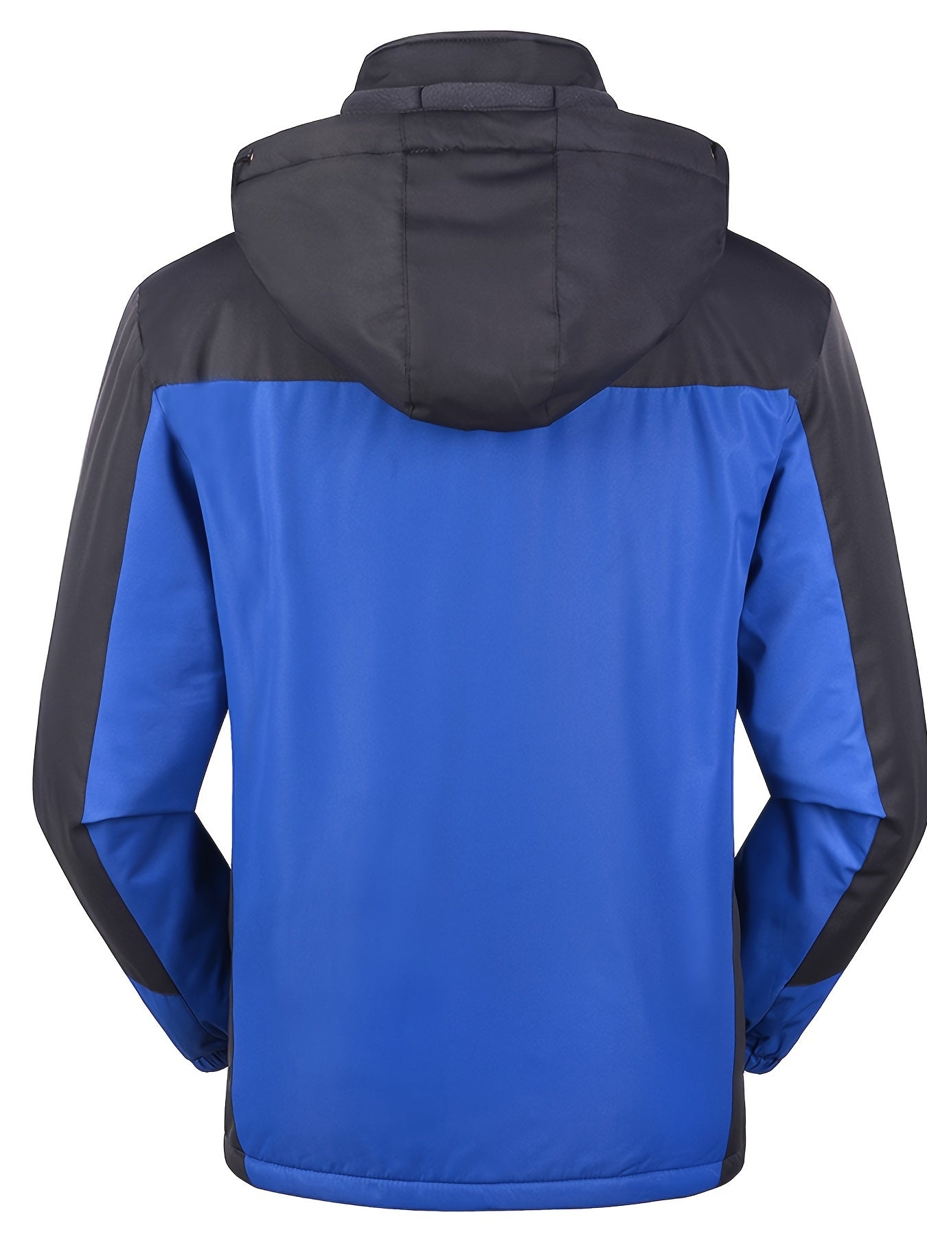 Men'S Casual Color Block Thick Hooded Jacket, Windproof Single-Layer Fleece Jacket for Fall Winter Jacket Gifts