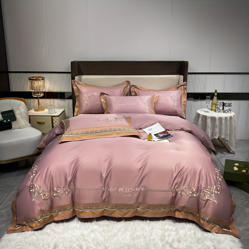 Luxurious European-style Brushed Four-piece Set Of Bedding For Autumn And Winter, With A Palace-style Duvet Cover, Bed Sheet, And Pillowcases.