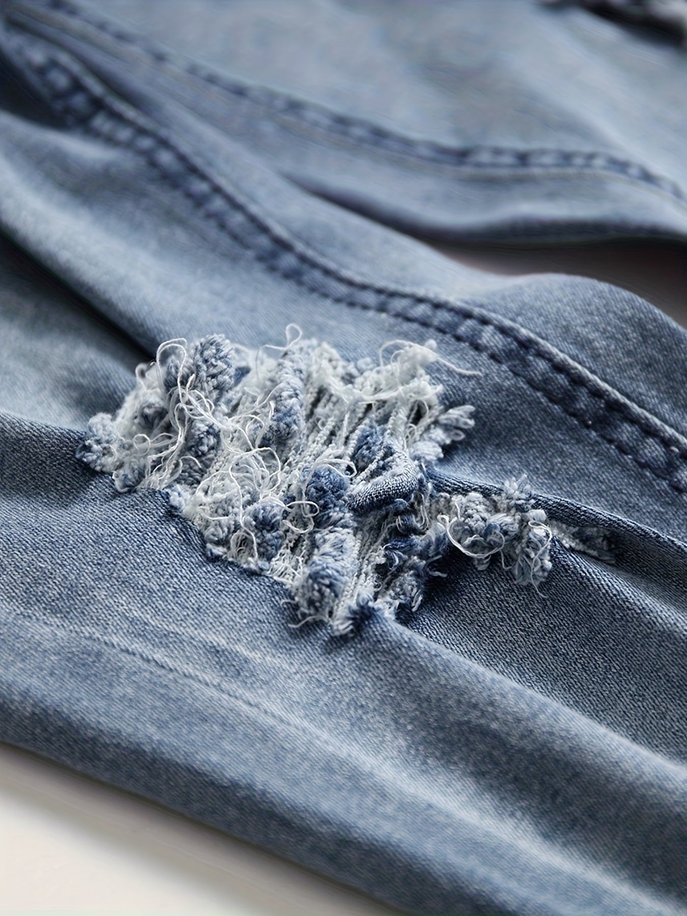 Stylish Slim Fit Ripped Jeans for Men - Soft Stretch Denim, Versatile Casual Wear, Machine Washable, Comfortable and Breathable, Perfect for Daily Life