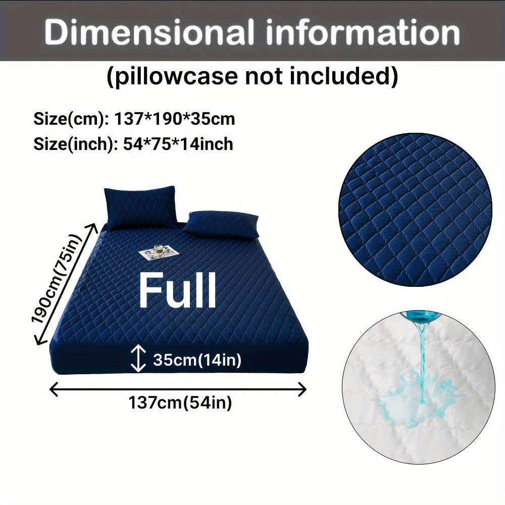 1pc Waterproof Mattress Cover, Soft and Comfortable Thick Bed Sheet, Breathable Dust-proof Urine-proof Quilted Mattress Protector, Suitable for Bedroom, Guest Room, White/Dark Blue/Dark Green/Gray