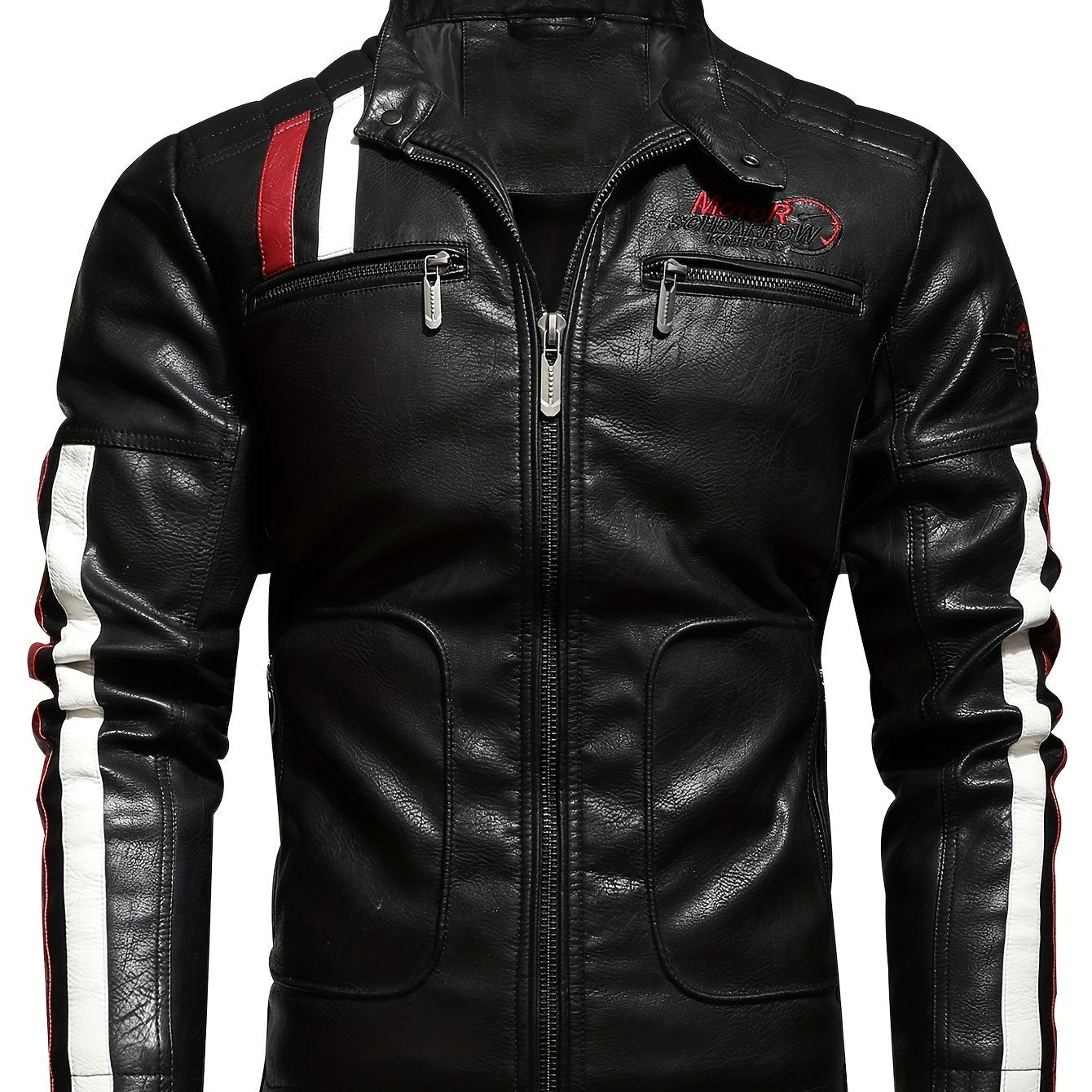 Men's Racing Suit Color-Blocking Jacket Motorcycle PU Jacket
