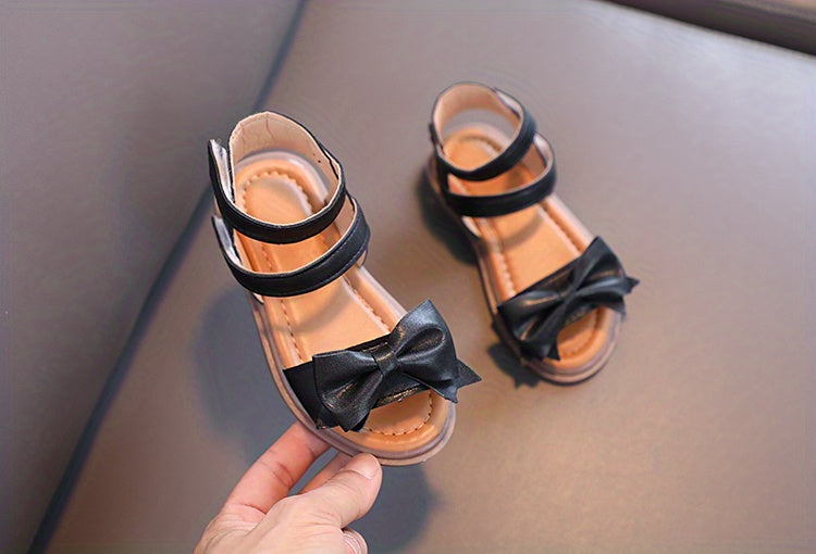 Adorable Bow-Adorned Casual Sandals For Baby Girls, Soft Sole Sandals Perfect For Walking