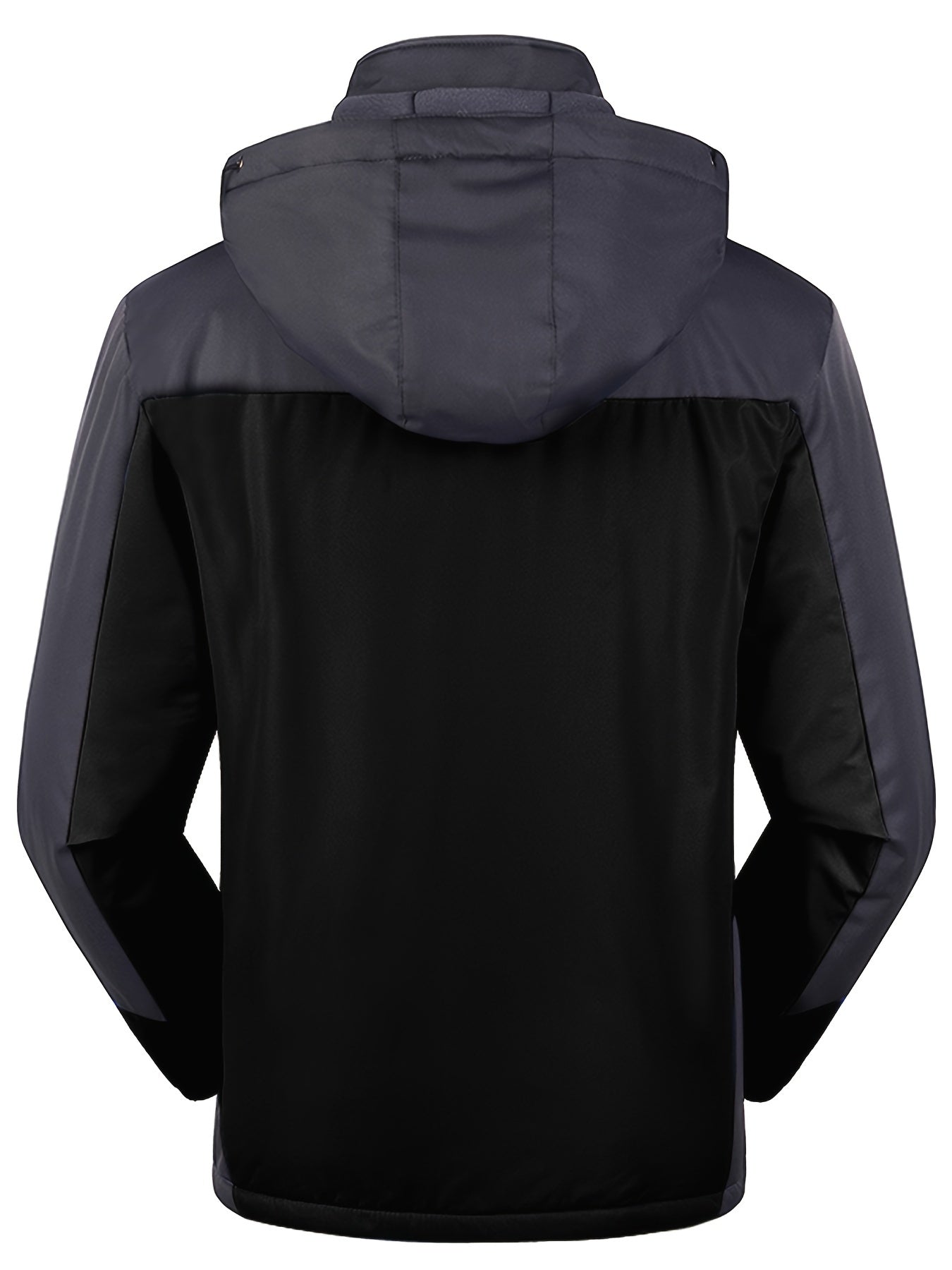 Men'S Casual Color Block Thick Hooded Jacket, Windproof Single-Layer Fleece Jacket for Fall Winter Jacket Gifts