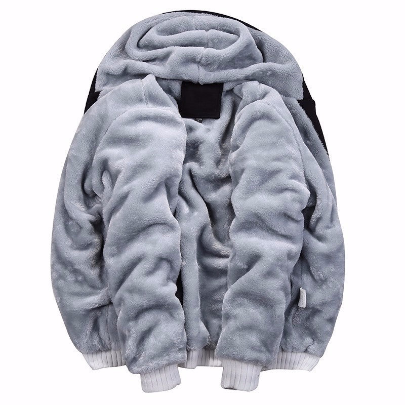 Men'S Winter Thick And Padded Warm Zip Up Hooded Jacket