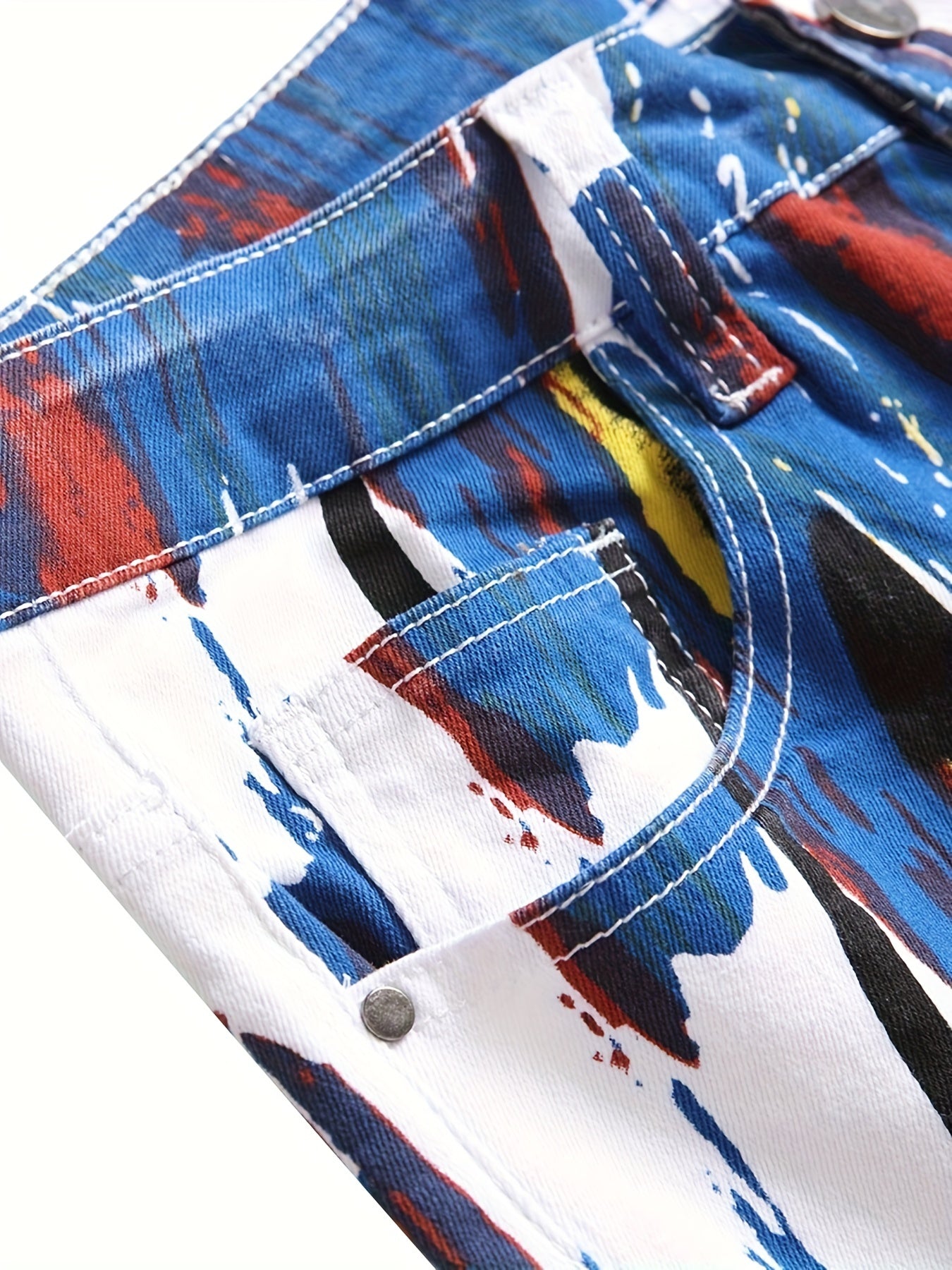 Mens Printed Jeans - Premium Jeans for Men Slim Fit - Skinny Stretch Denim Printed Pants for Men
