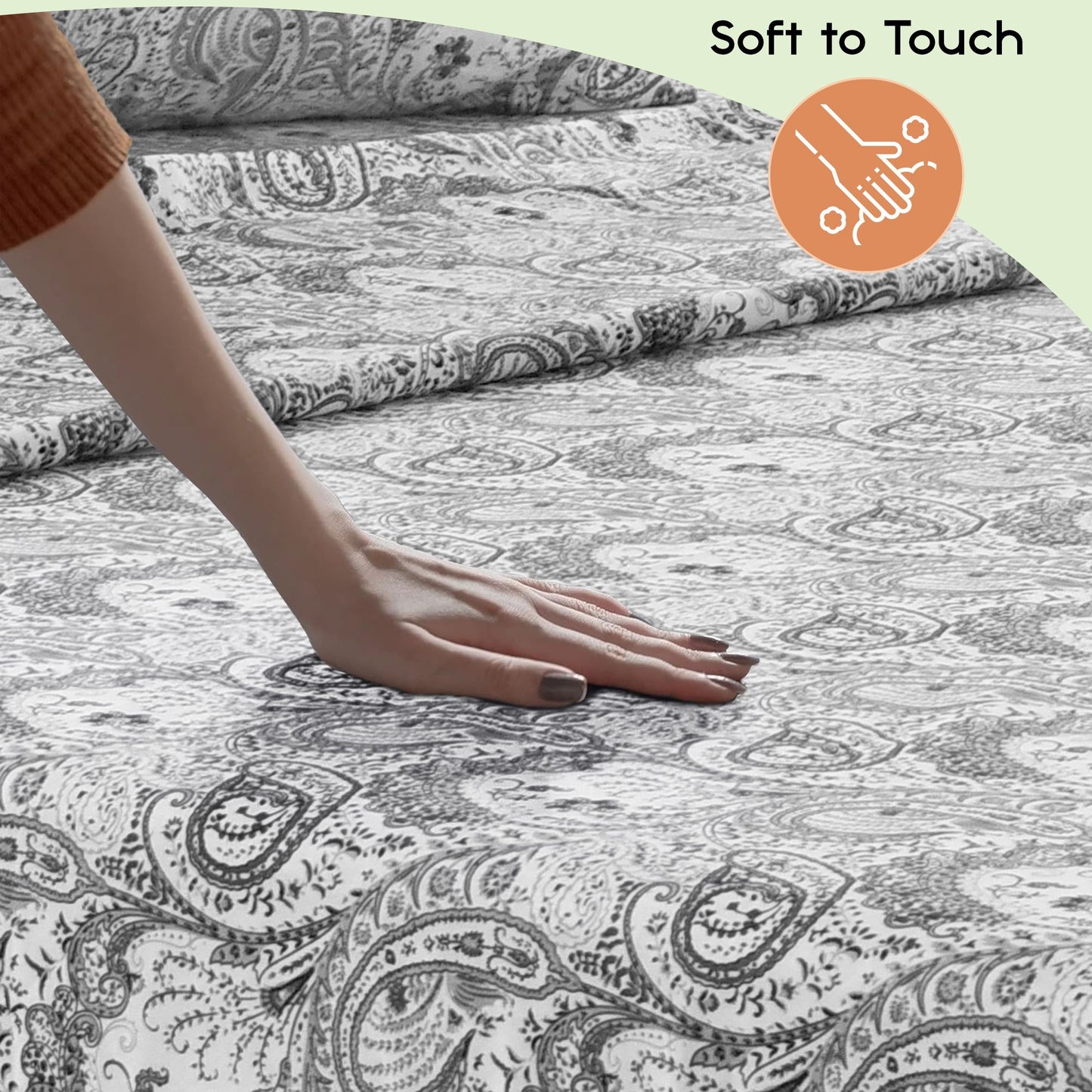 Lux Decor 6 Pieces Paisley Bed Sheet, Breathable Hotel Style Sheets, Microfiber Sheets Deep Pockets, Easy-Fit, Soft & Wrinkle Free Oeko-Tex Cooling Bed Sheets