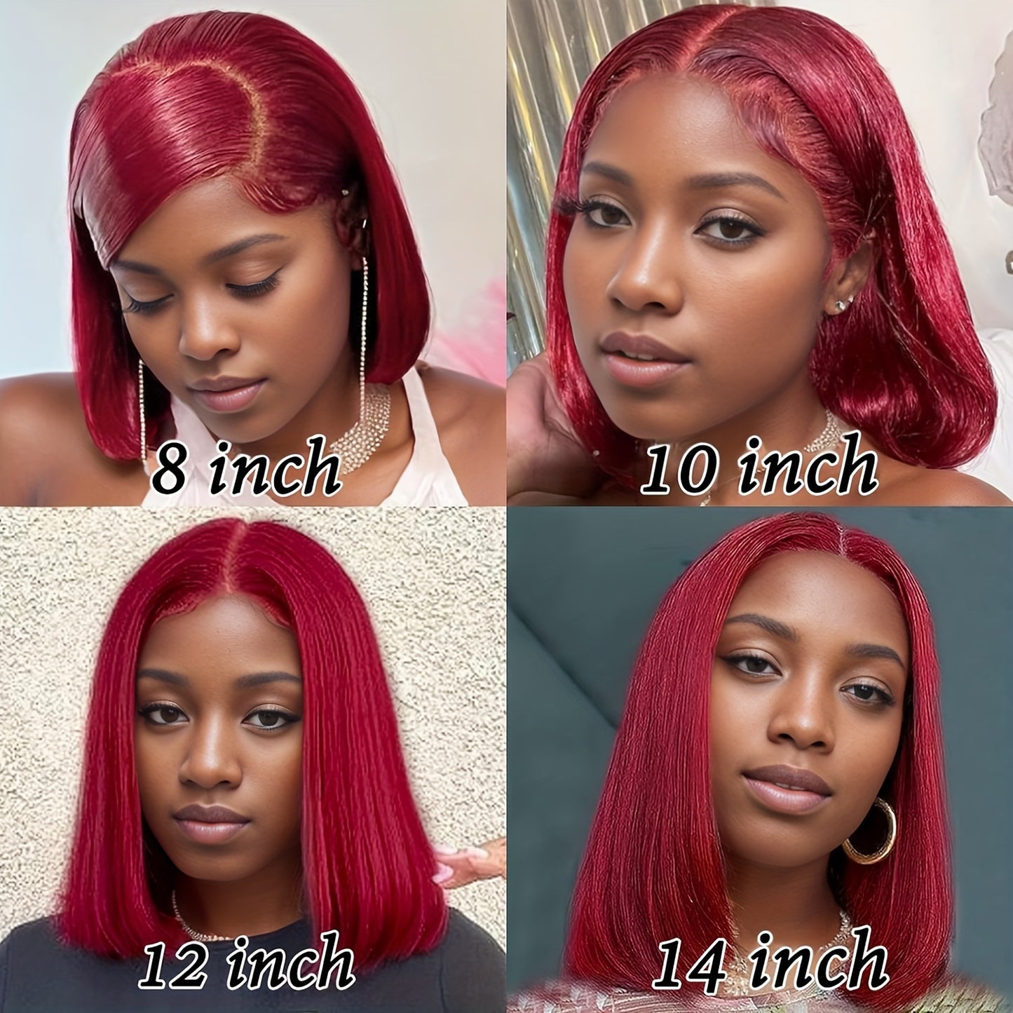 13x4 99J Lace Front Bob Wigs Human Hair Wig 150% Density 13x4 HD Lace Front Bob Human Hair Wig For Women Pre Plucked With Bleached Knots Natural Hairline And Women's Wig Used Daily Party Cosplay Holiday
