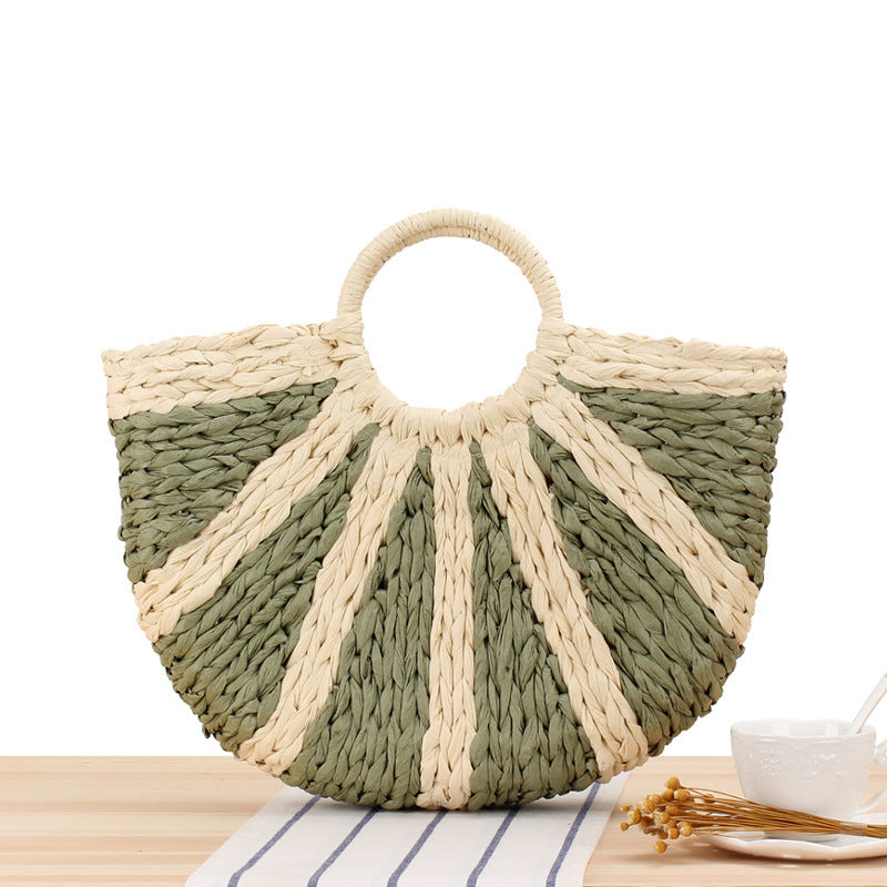 Round Straw Bags Women Summer Rattan Bag Handmade Woven Beach Cross Body Bag