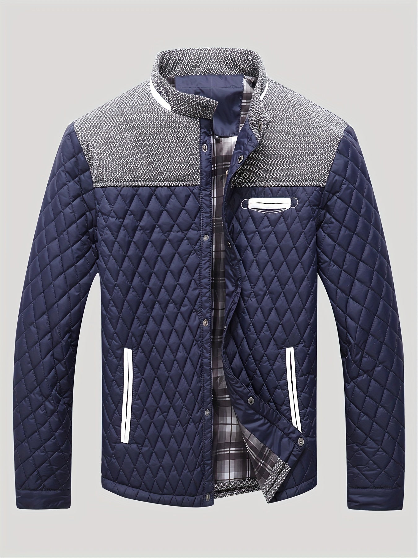 Warm & Lightweight Men's Quilted Winter Jacket - Casual Stand Collar Coat for Everyday Wear