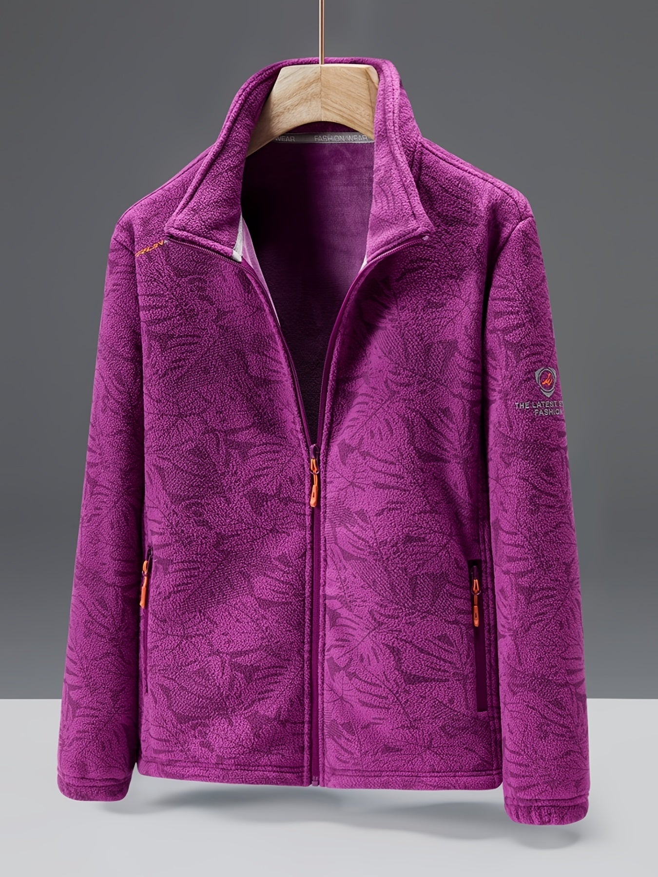 Ultra-Durable Windproof Plant Print Fleece Jacket - Perfect for Adventure Seekers with Stylish Nature-Inspired Design
