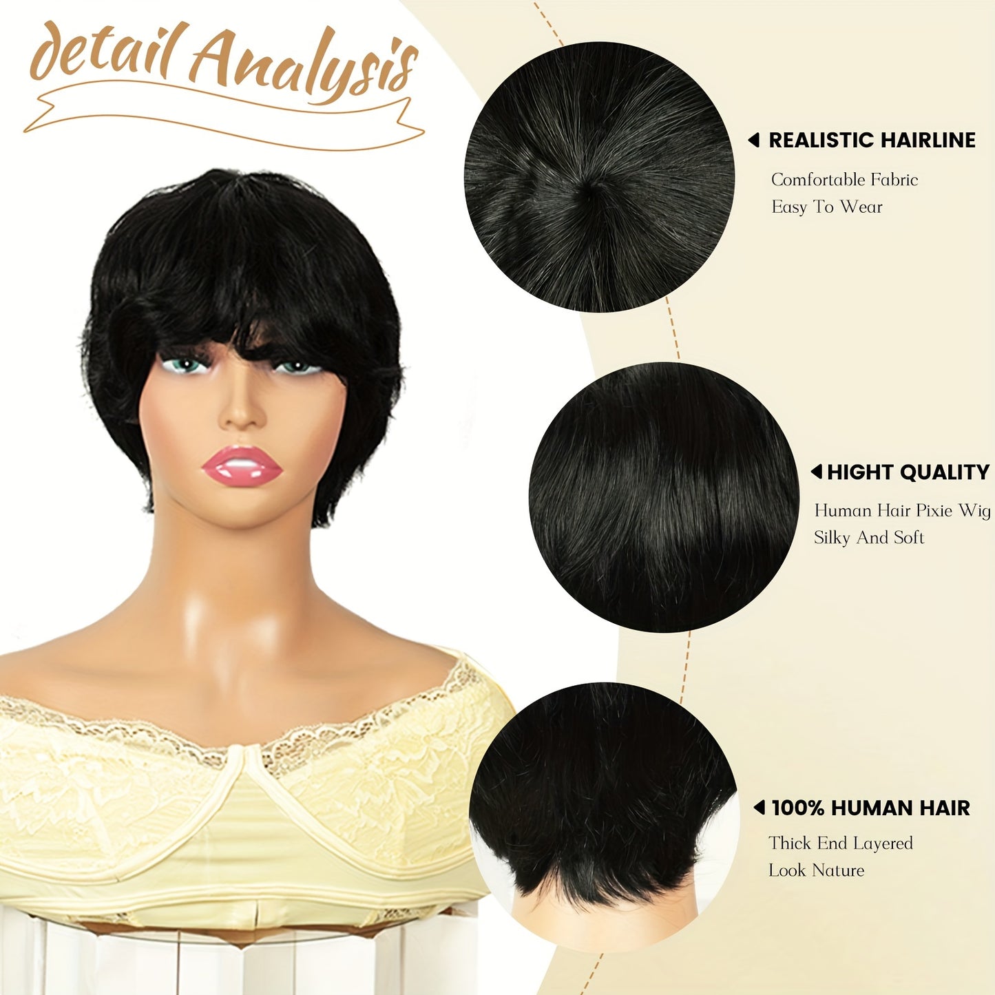 [Pre Plucked Pixie Human Hair Wig] Bob Wig Human Hair BOB Wigs For Black Women Human Hair Glueless Wigs Human Hair Pre Plucked Pre Cut Pixie Virgin Brazilian Human Hair Wigs