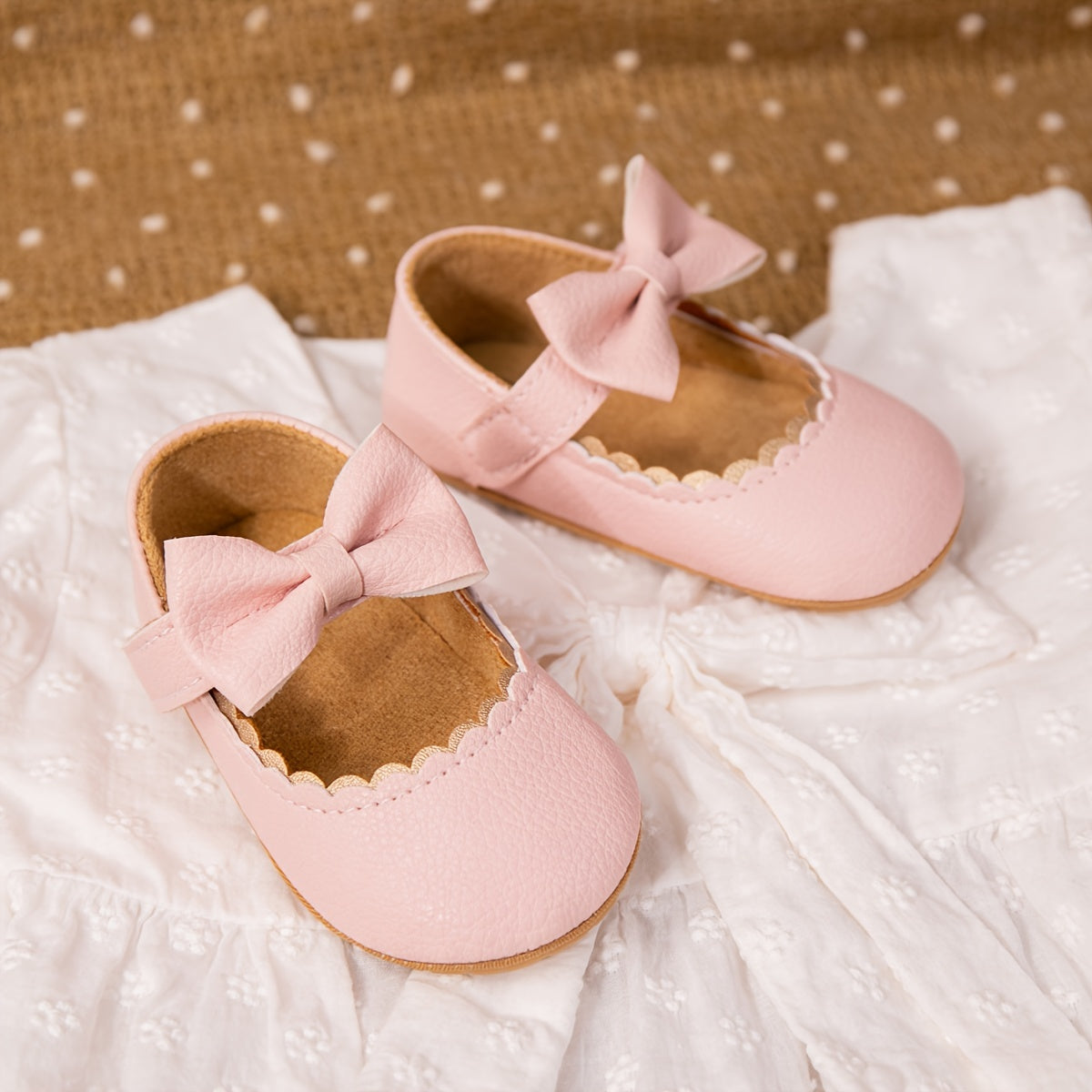 Infant Baby Girls Mary Jane Flats, Soft Sole Princess Dress Shoes Crib Shoes First Walker Shoes