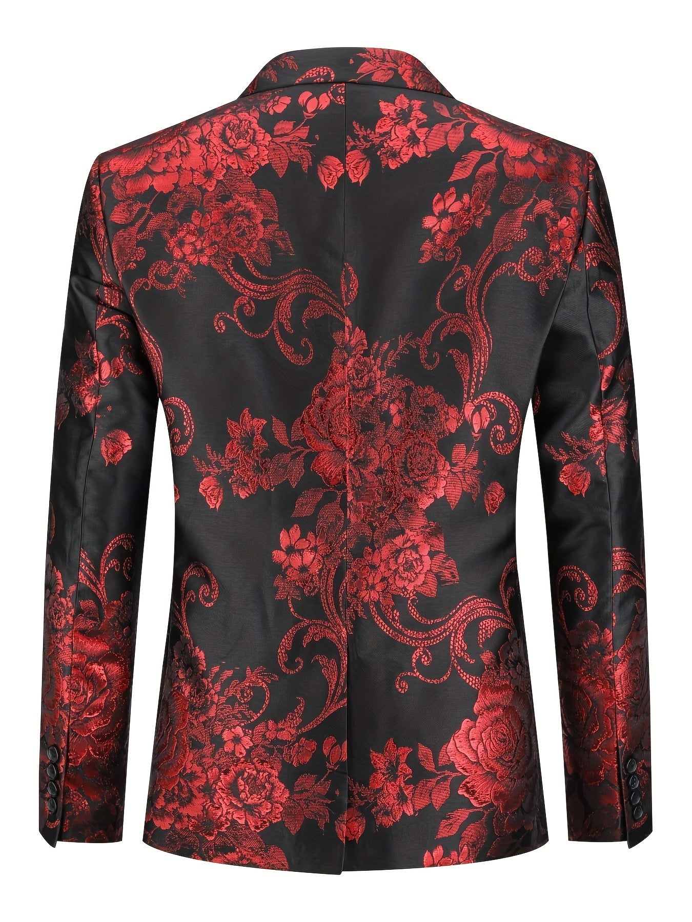 Mature Mens Elegant One Button Suit Jacket - Luxurious Jacquard Weave, Classic Design, Exuding Elegance, Perfect for Business Meetings and Banquet Occasions