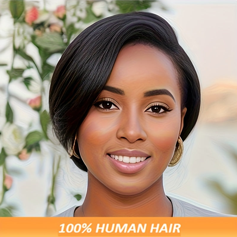 natraul look daily party use wig 150% density pixie wig 13*4 frontal transparent lace human hair wigs for women 8inch short straight pixie human hair