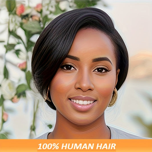 natraul look daily party use wig 150% density pixie wig 13*4 frontal transparent lace human hair wigs for women 8inch short straight pixie human hair