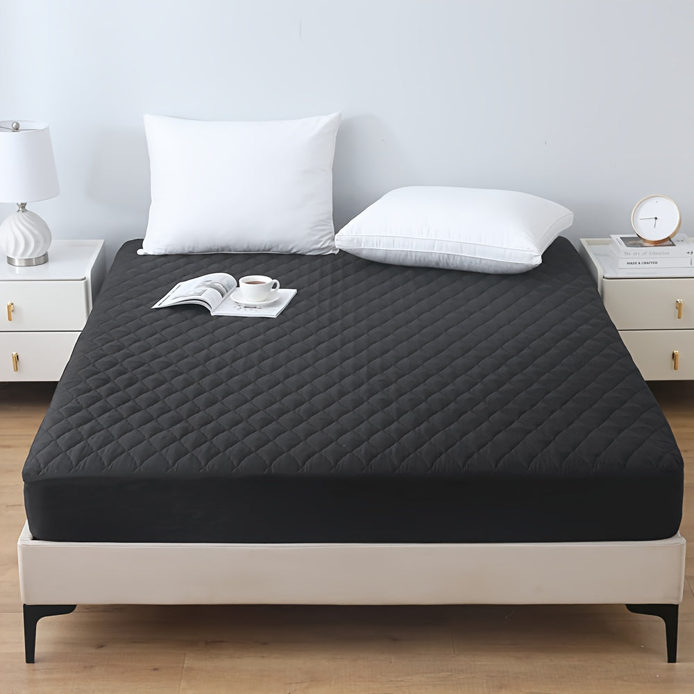 1pc Waterproof Mattress Cover, Soft and Comfortable Thick Bed Sheet, Breathable Dust-proof Urine-proof Quilted Mattress Protector, Suitable for Bedroom, Guest Room, White/Dark Blue/Dark Green/Gray