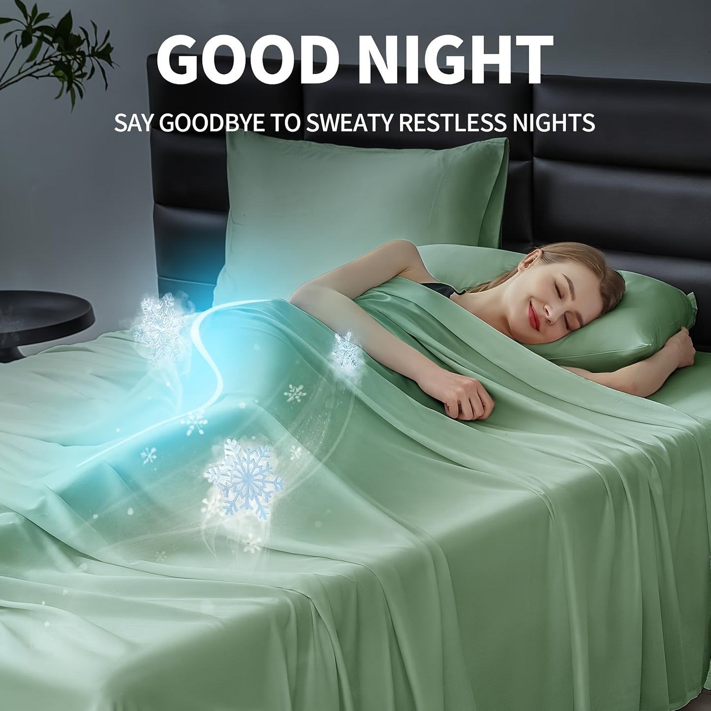 4pcs 2000TC Cooling Bamboo Bed Sheet Set Summer Chill Collection - 16" Deep Pocket - Silky Soft Luxury Bedding W/ Flat Sheet, Fitted Sheet & Pillowcases (Beat The Hea Stay Cool All Night)