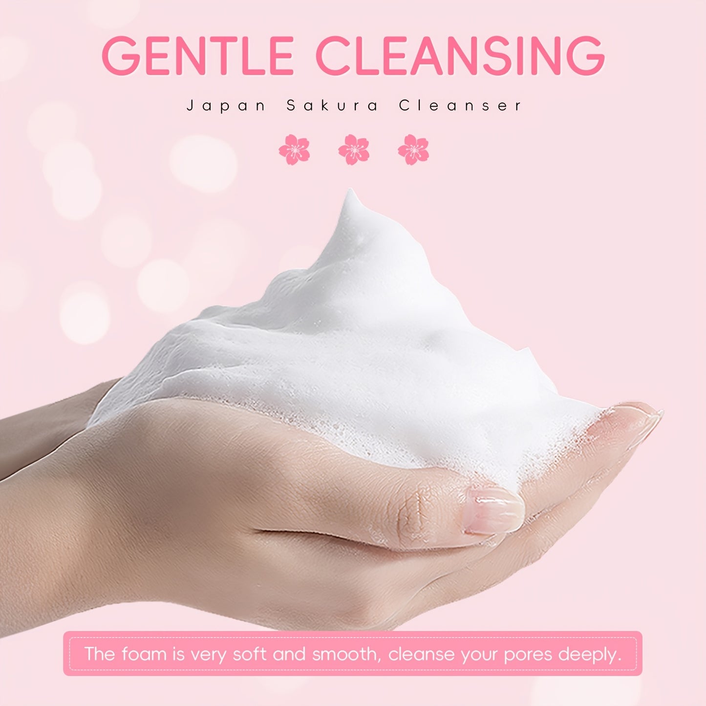 1pc Sakura Facial Cleanser, Foam Facial Cleanser, Deep Cleaning Moisturizing Cleanser