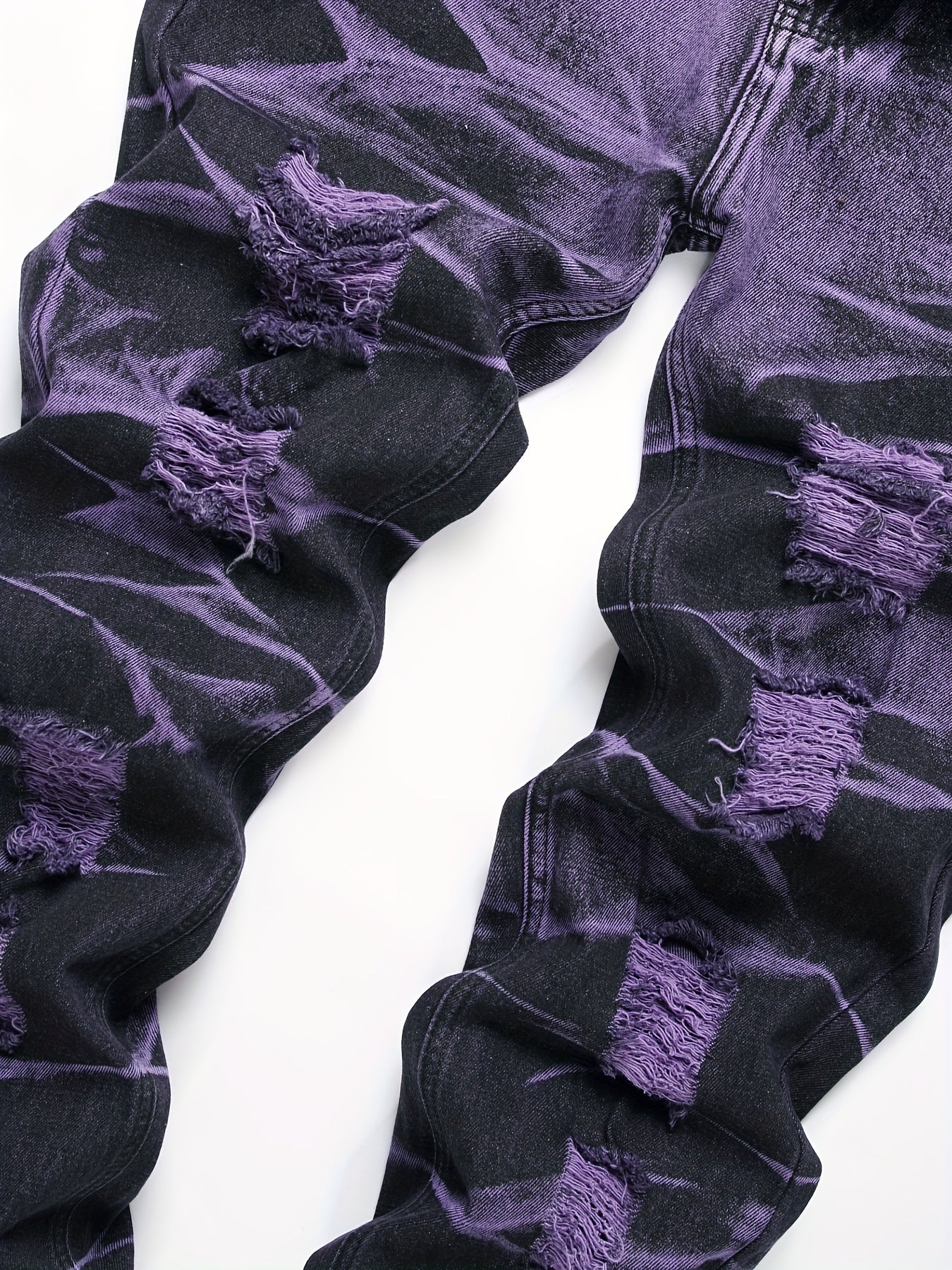 Trendy Ripped Jeans for Men - High-Quality Fashion Clothing with Multiple Holes, Stylish Denim Pants for Casual Wear - Durable, Comfortable, and Versatile