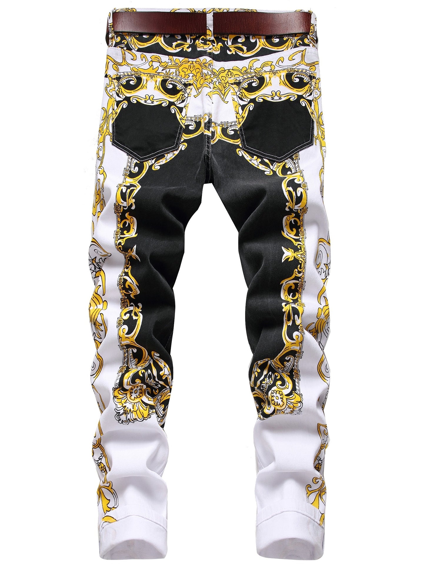 Mens Printed Jeans - Premium Jeans for Men Slim Fit - Skinny Stretch Denim Printed Pants for Men