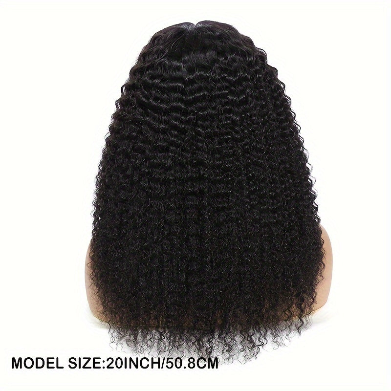 Kinky Curly Lace Front Wigs Human Hair 4x4x1 Lace Closure Wigs 180% Density Kinky Curly Wigs with Brazilian Remy Hair Unprocessed Virgin Hair Wig Natural Color