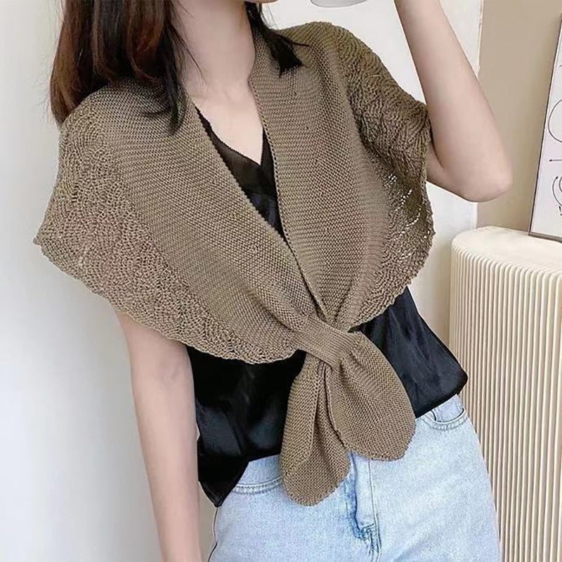 [Stylish Shawl] Lightweight, Breathable Polyester Women's Stylish Openwork Yarn Shawl | Versatile, Machine Washable, Perfect for Layering or Standalone Outfits, Weekend Casual Wrap