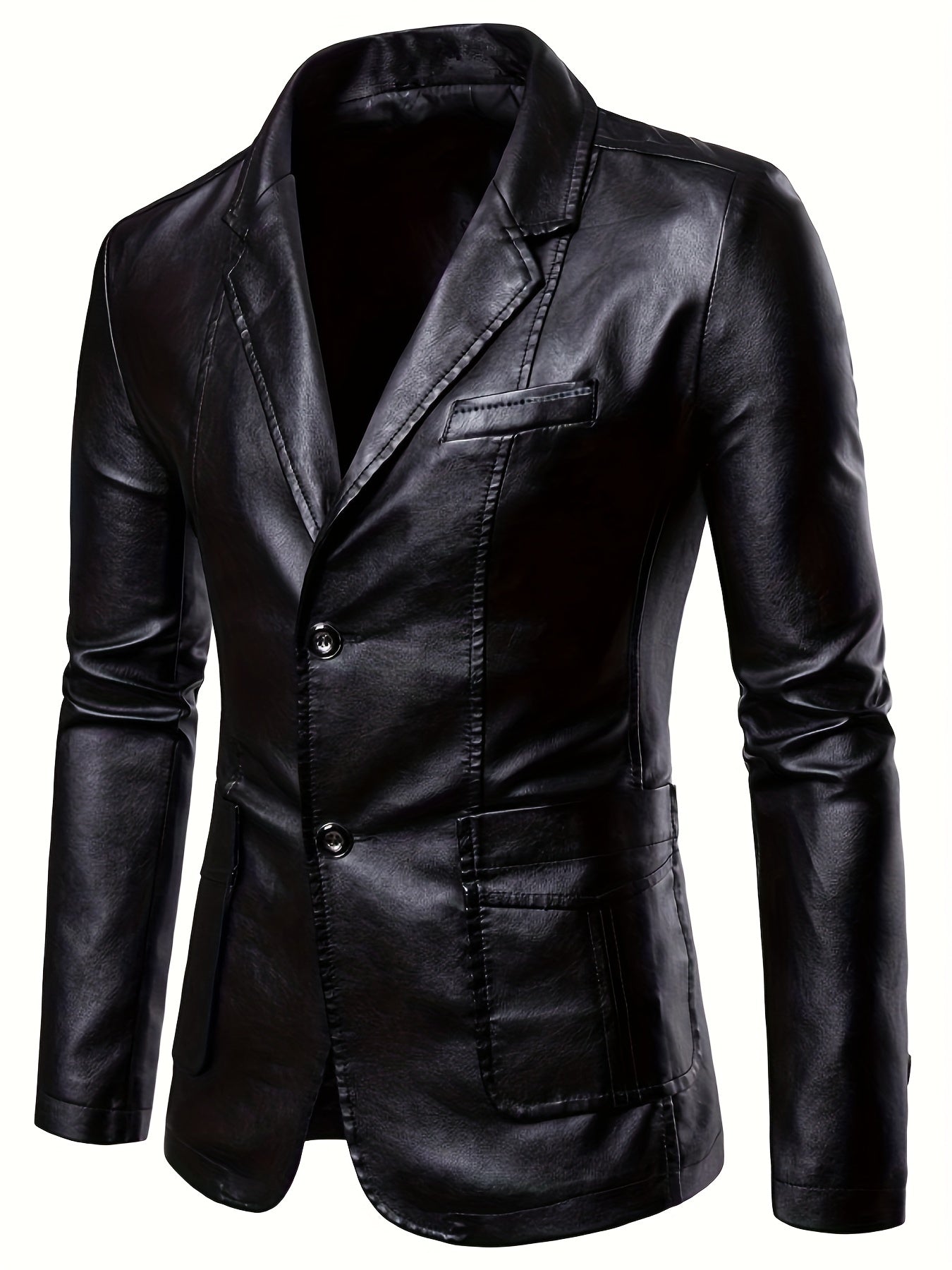 Men's PU Leather Jacket Casual Suit For Autumn And Winter, Old Money Style