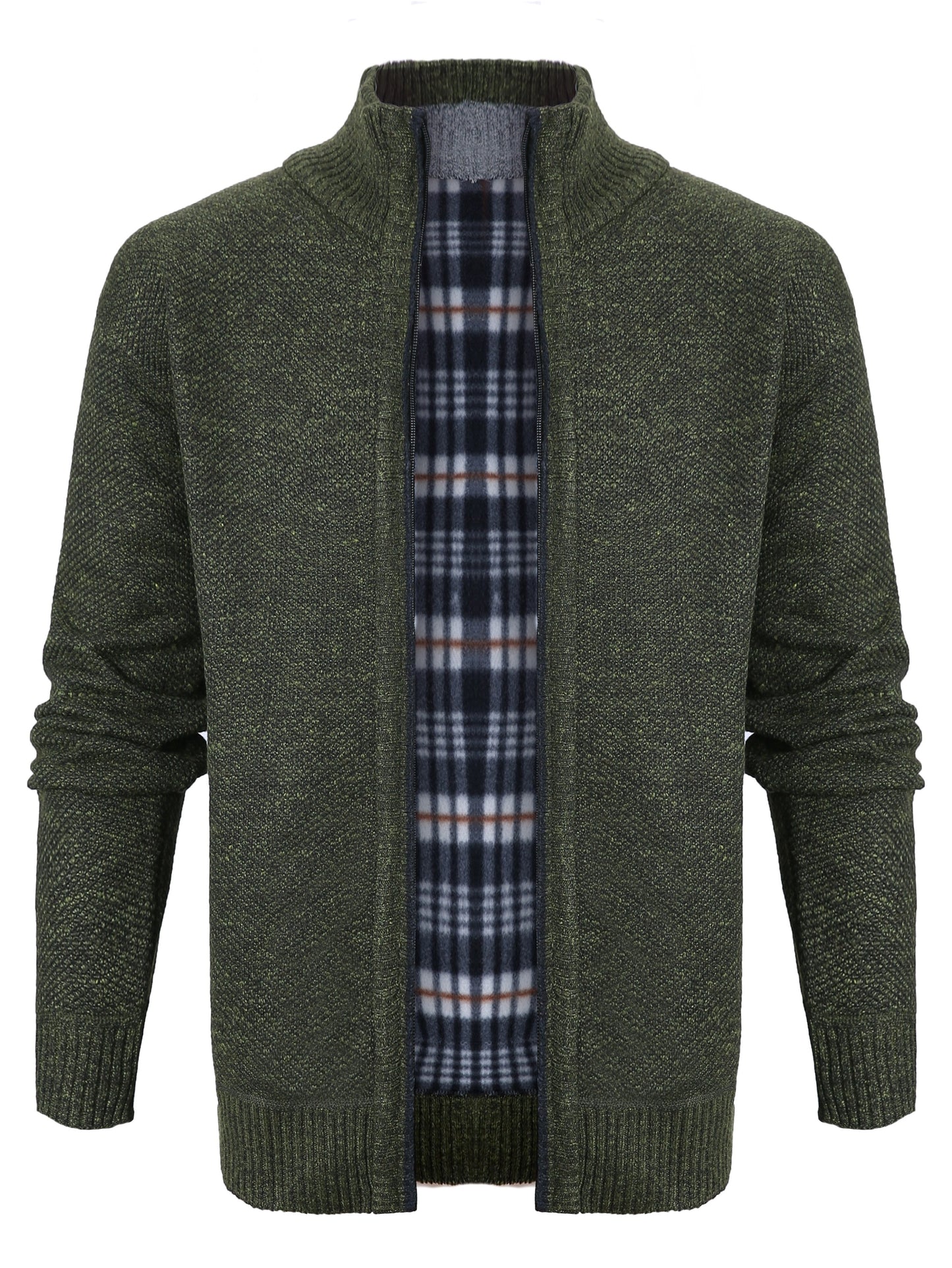 Warm Zip Up Jacket Sweater, Men's Casual Lapel Solid Color Cardigan For Fall Winter