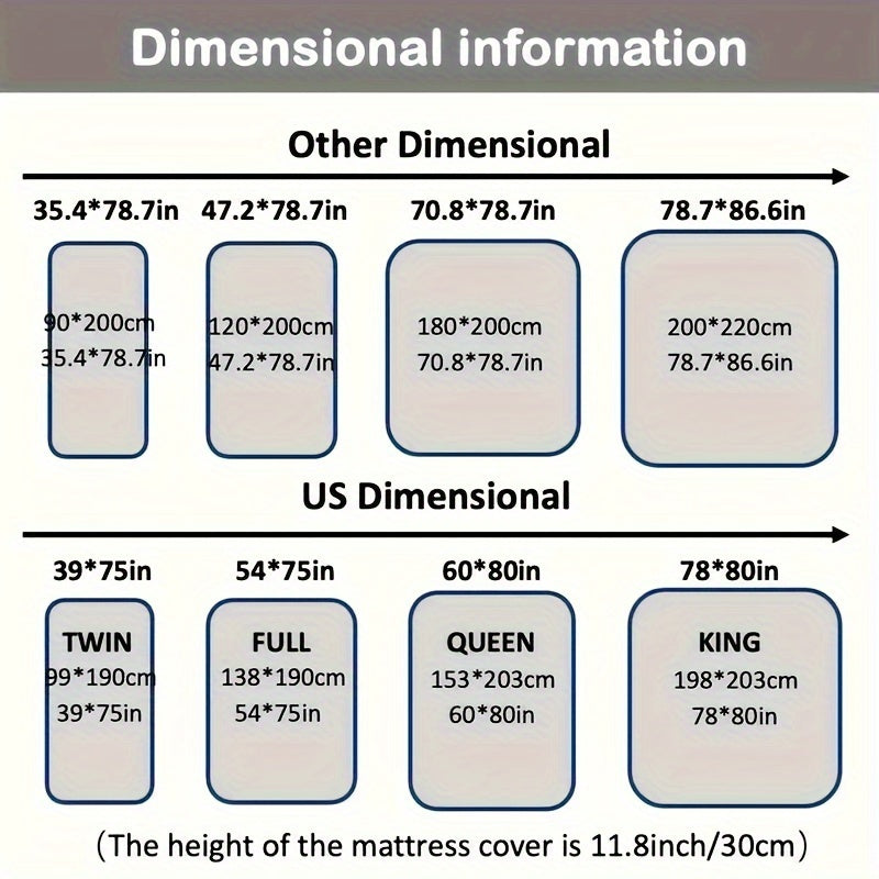 1pc Deluxe Waterproof Three-Layer Thickened Fitted Bed Sheet - Breathable, Non-Slip, Reversible, Machine Washable, All-Season Mattress Protector - Perfect for Hotel Guest Room, Dorm, Deep Pocket Mattress, Eid al-Adha Gift Ide