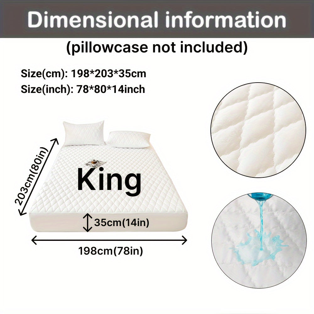1pc Waterproof Mattress Cover, Soft and Comfortable Thick Bed Sheet, Breathable Dust-proof Urine-proof Quilted Mattress Protector, Suitable for Bedroom, Guest Room, White/Dark Blue/Dark Green/Gray