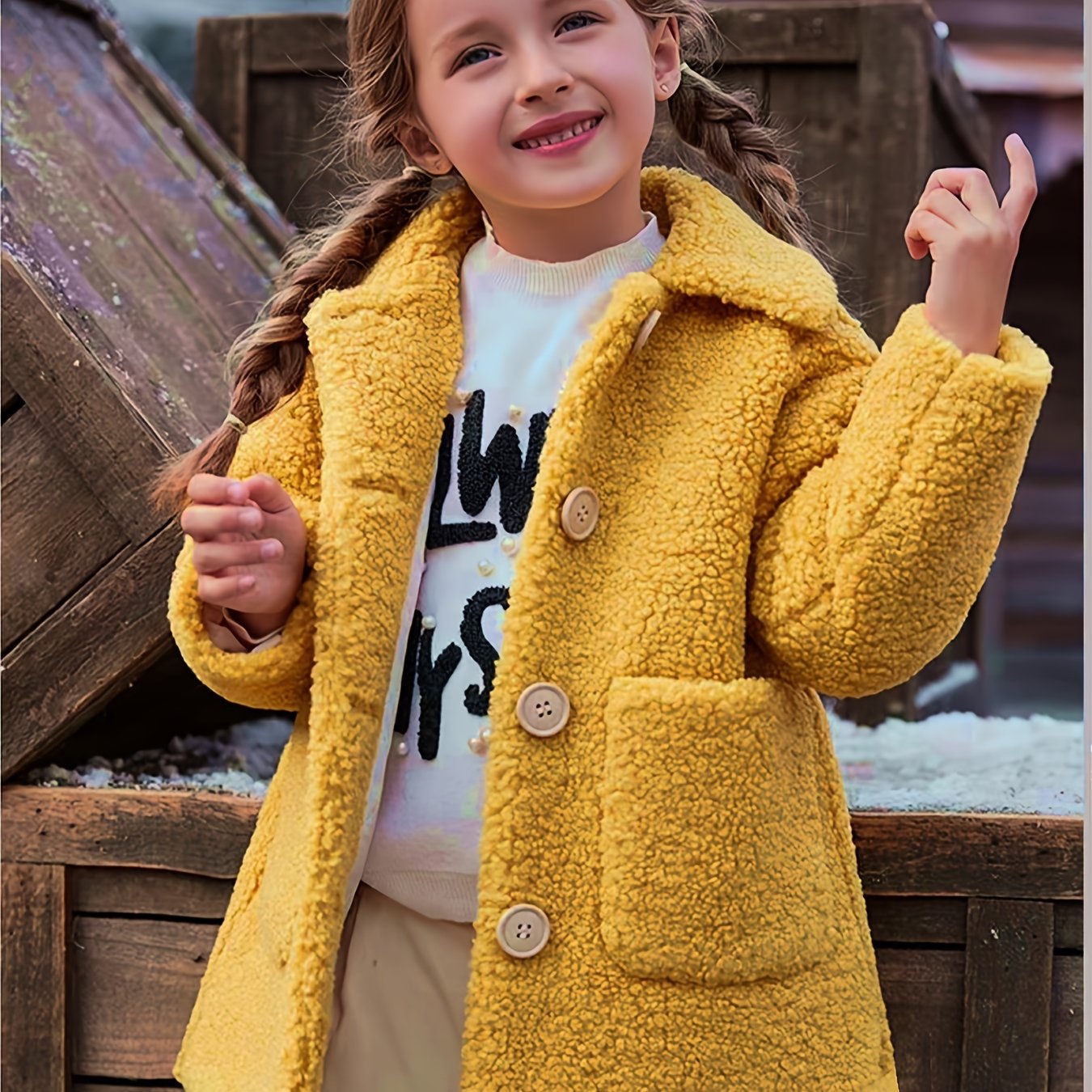 Girls' Cozy Fleece Jacket - Two-Tone Color Block with Plush Lining, Long Sleeves & Button Front, Casual Korean Style Winter Outerwear for Youngsters, Youngsters'S Winter Jacket | Buttonup Front Jacket | Plush Lining Jacket