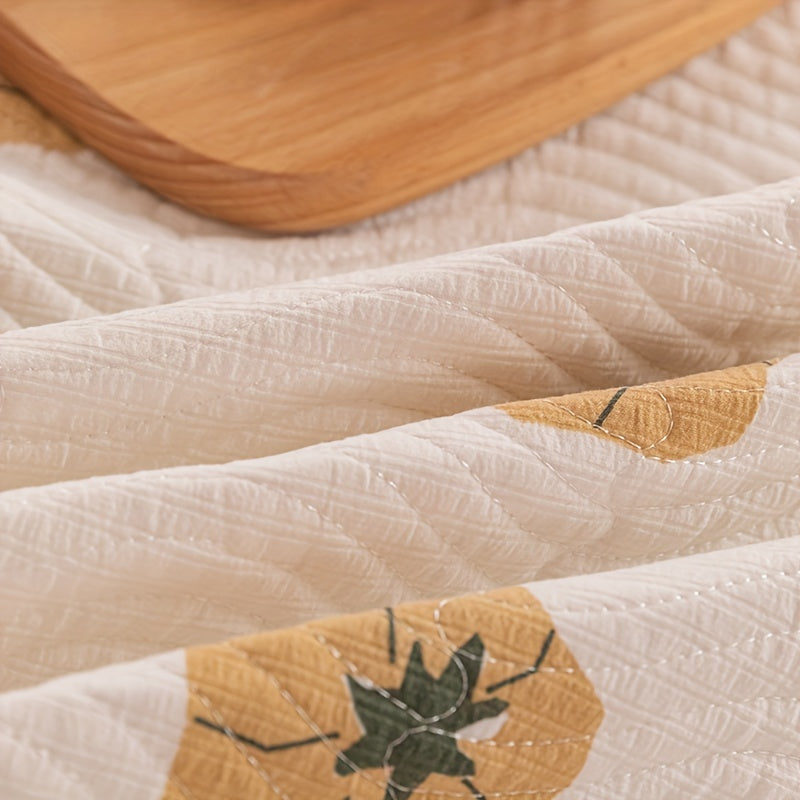 Breathable Quilted Bed Sheet Set with Ruffles - Cartoon Pumpkin Print, Polyester, Machine Washable, Includes Fitted Sheet, 4 Pillowcases with Frills & Smooth Texture, All-Season Comfort - Fits Mattress up to 12 Inches