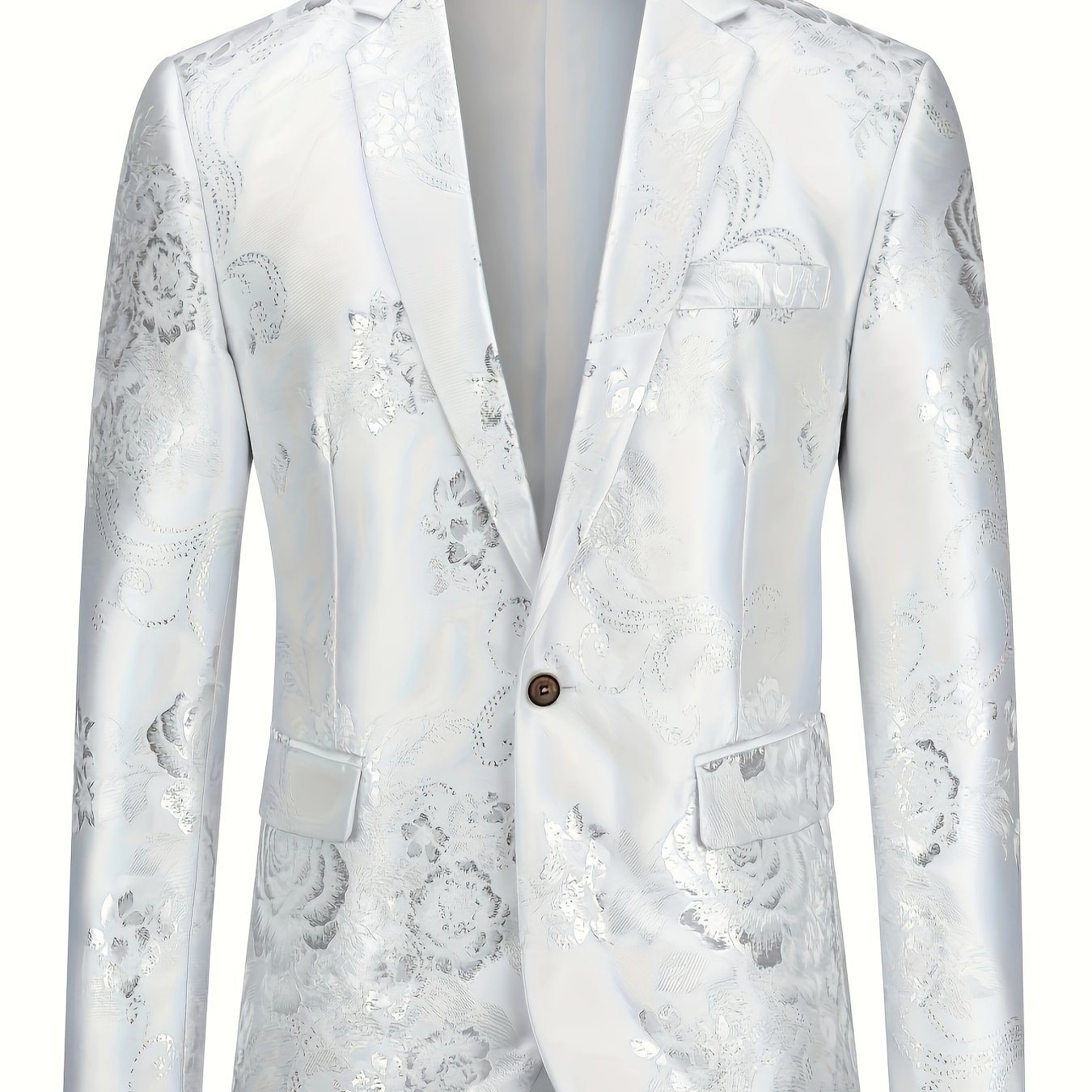 Mature Mens Elegant One Button Suit Jacket - Luxurious Jacquard Weave, Classic Design, Exuding Elegance, Perfect for Business Meetings and Banquet Occasions