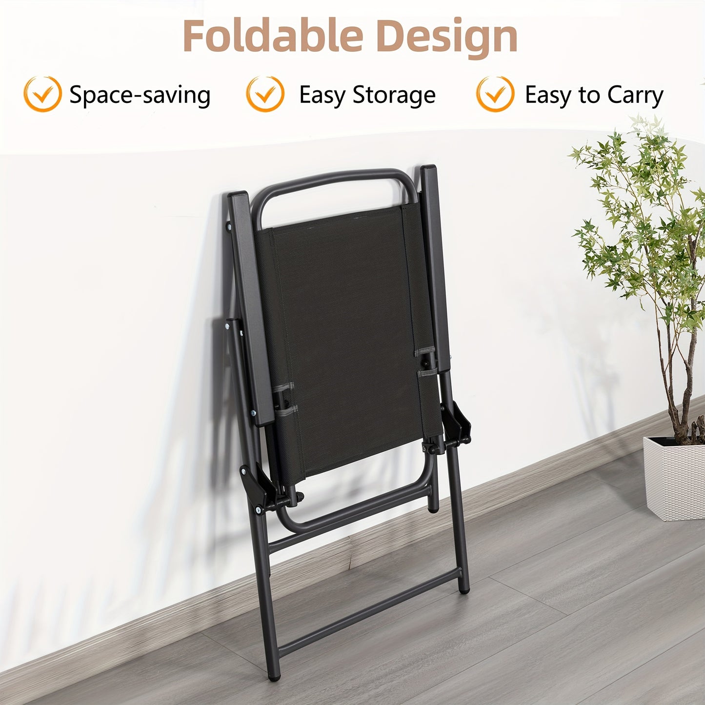 Vongrasig 6 Piece Folding Patio Dining Set, Small Metal Outdoor Garden Patio Table and Chair Set w/Umbrella for Lawn, Deck, Backyard