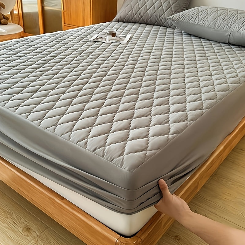 1pc Waterproof Mattress Cover, Soft and Comfortable Thick Bed Sheet, Breathable Dust-proof Urine-proof Quilted Mattress Protector, Suitable for Bedroom, Guest Room, White/Dark Blue/Dark Green/Gray