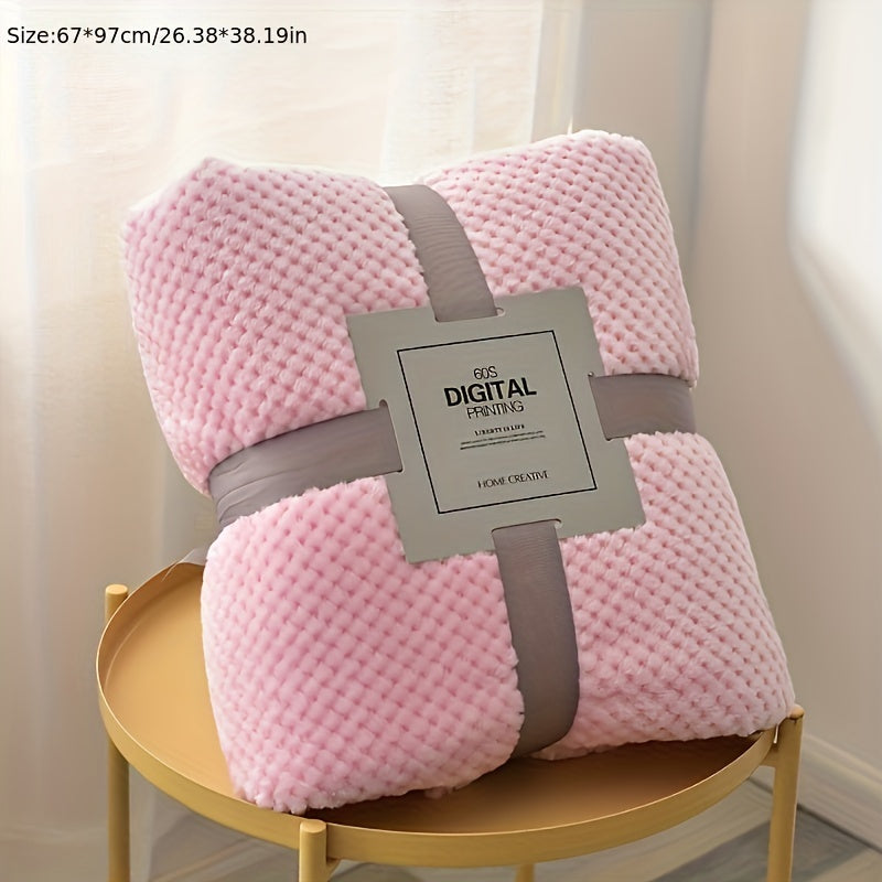 Baby Thickened Flannel Blanket, Plain Color Pineapple Plaid Flannel, Small Size Blanket, Soft Kids Couch Throw Blanket, Baby Swaddle Blanket, For All Season Christmas, Halloween, Thanksgiving Day Gift