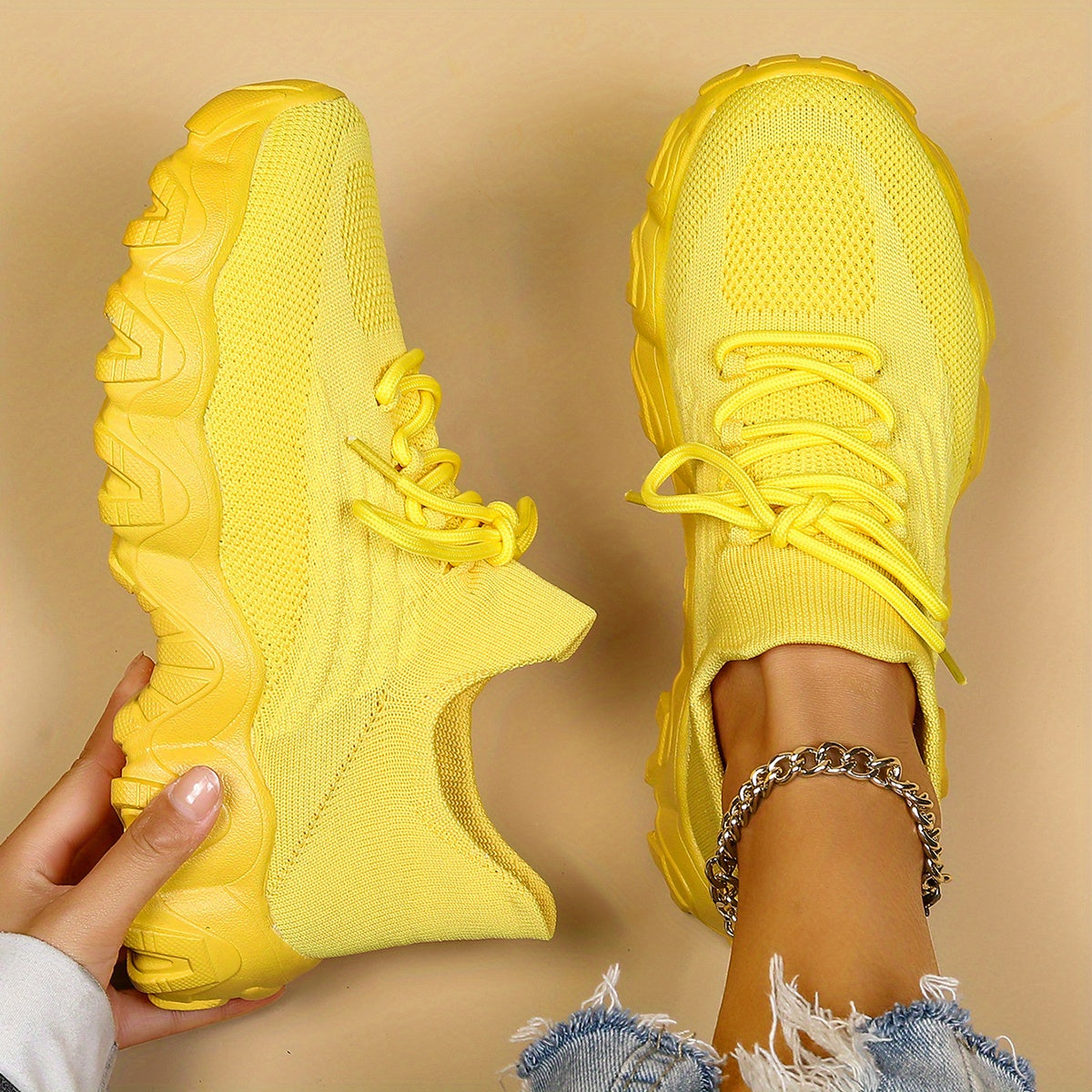 Women'S Casual Sports Sneakers, Striped Low Top Slip-On Shoes with Round Toe, Non-Slip Rubber Sole, Fabric Upper & Inner, All-Season Spring Footwear