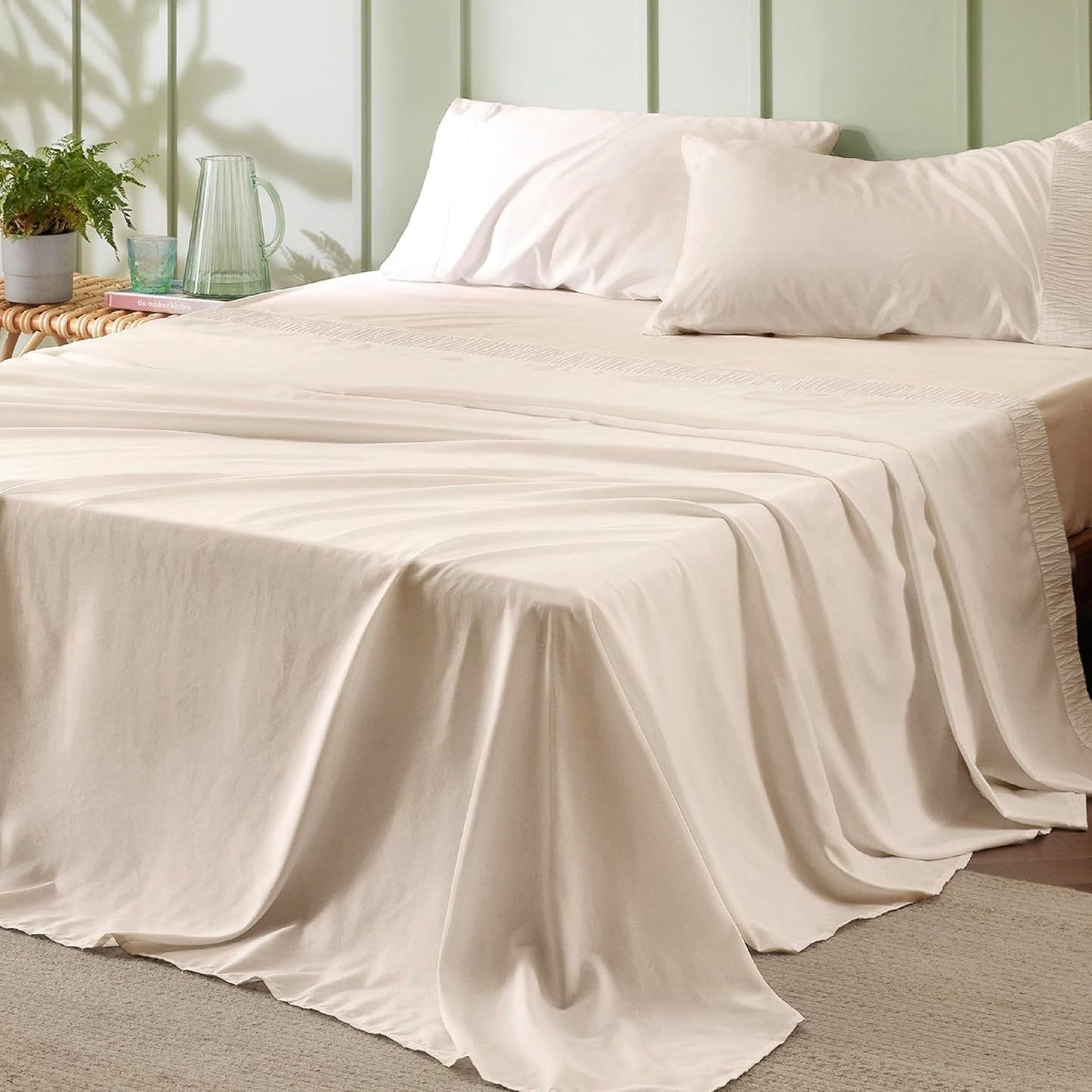 Bedsure California King Sheet Sets - Soft Sheets for California King Size Bed, 3pcs/ 4pcs/ 5pcs Hotel Luxury Sheets Cal King, Easy Care Polyester Microfiber Cooling Bed Sheet Set For women