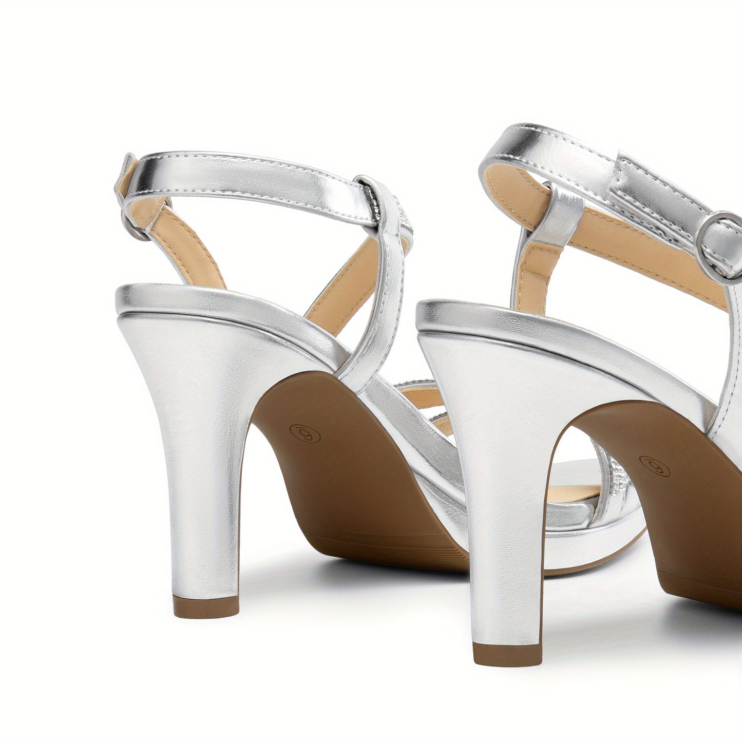 Women Sandals Heeled Sandal Women's Platform Strappy Heels High Heeled Sandals Open Toe Comfortable Dressy Shoes with Adjustable Ankle Strap Shiny for Party Brand Women Shoes