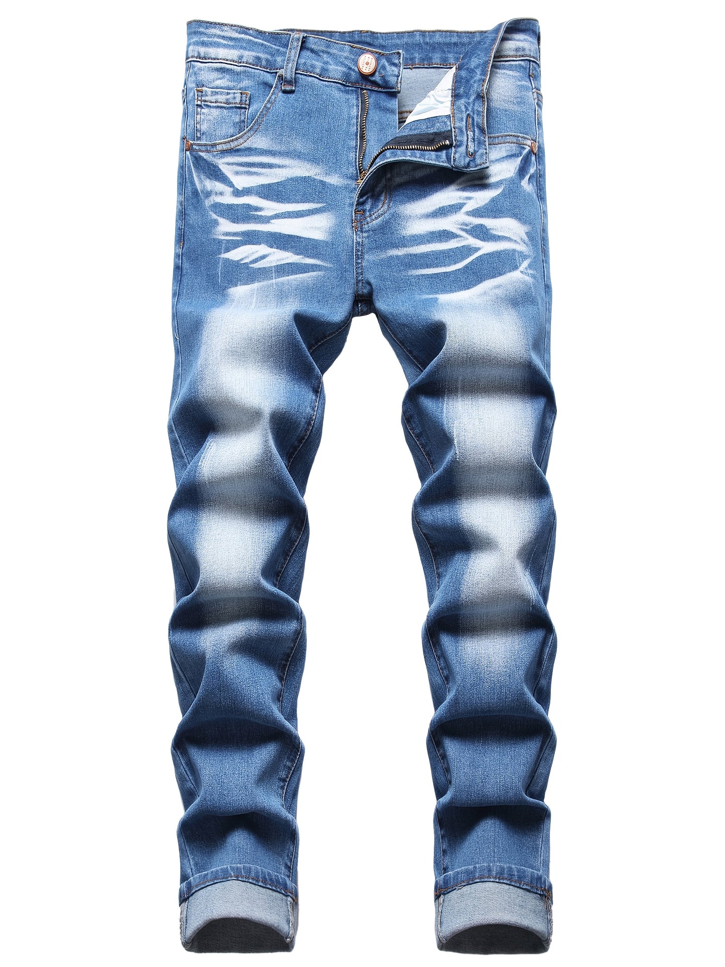 Men'S Slim Fit Stretch Jeans Ripped Skinny Jeans For Men, Distressed Straight Leg Fashion Comfort Flex Waist Pants, Pants For Men, Pantalones Para Hombr, Mens Sweatpants