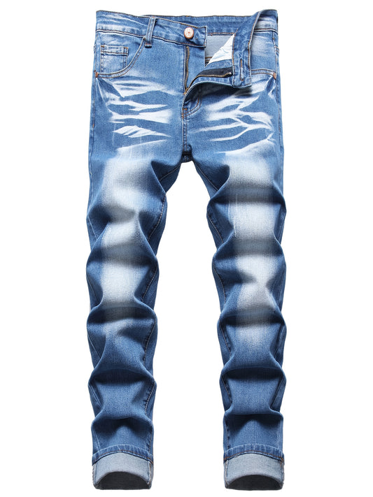 Men'S Slim Fit Stretch Jeans Ripped Skinny Jeans For Men, Distressed Straight Leg Fashion Comfort Flex Waist Pants, Pants For Men, Pantalones Para Hombr, Mens Sweatpants