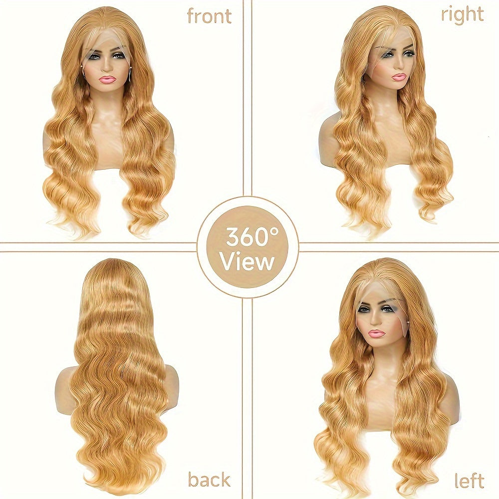 Hot Selling New Styles13x6 Ombre Honey Blonde Lace Front Wigs Human Hair, 27# Frontal Wigs Pre Plucked Bleached Knots Transparent Lace Front Wig Human Hair For Black Women Glueless Human Hair Wig