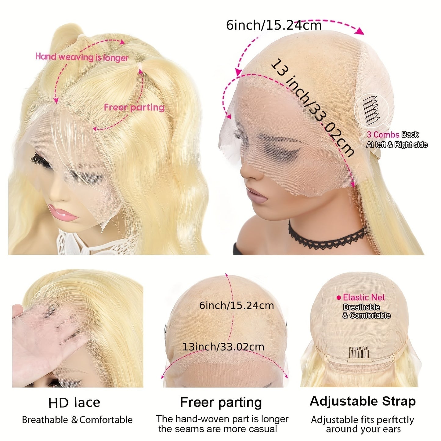 613 Lace Front Wigs Human Hair 180% Density 13x6 HD Transparent Lace Front Body Wave Wigs Human Hair Pre Plucked with Baby Hair Wigs 613 Blonde Lace Frontal Human Hair Wigs(16-36 inch, 613)