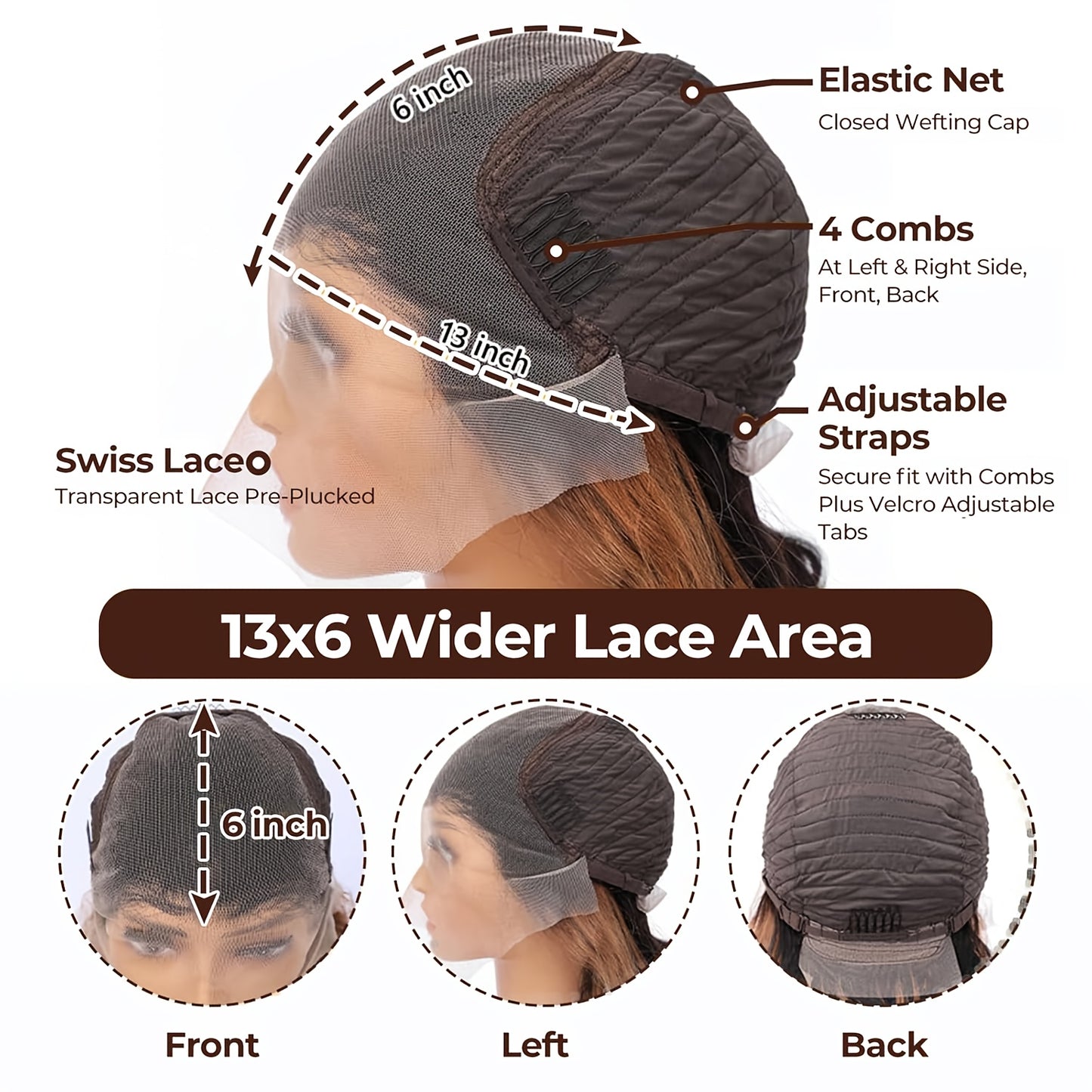 BTOMAR 13x6 HD Lace Front Wig - Density Real Human Hair Wavy Curl, Pre-Rooted Gradient Color Change, Natural Look for Women, Vacation & Party Elegance, Daily & Work Use, Anti-Tangle Hairpiece, Hair Wigs, Stylish Hair Accessor